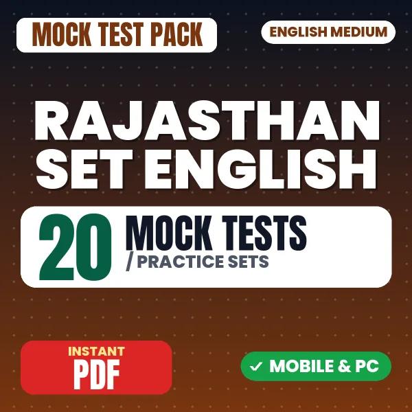 Rajasthan SET (English) Exam – 20 Mock Tests / Practice Sets | English Medium PDF Download