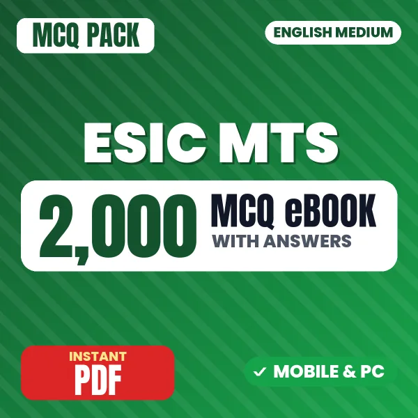 ESIC MTS Prelims Exam Phase I – 2000 MCQ eBook with Answers | English Medium PDF Download