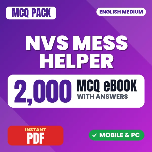 NVS Mess Helper Exam (Stage I) – 2000 MCQ eBook with Answers | English Medium PDF Download