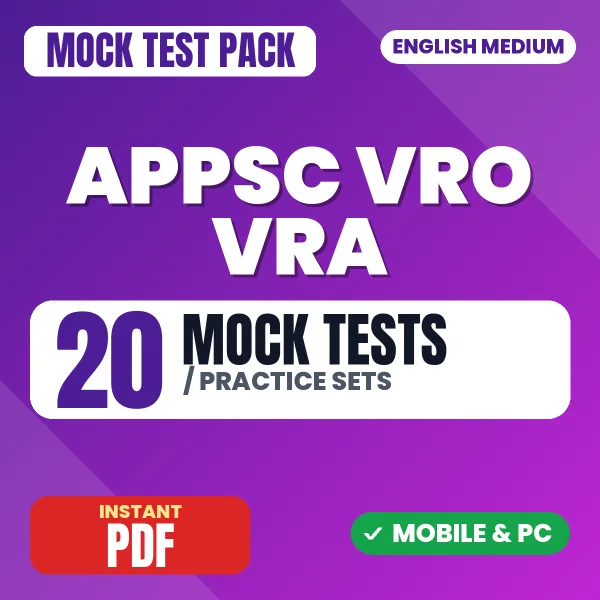 APPSC VRA Exam – 20 Mock Tests / Practice Sets | English Medium PDF Download