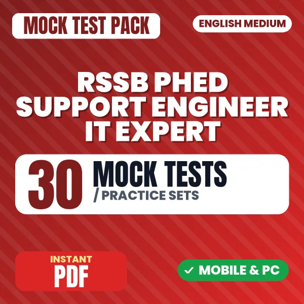 RSSB PHED Support Engineer (IT Expert) Exam – 30 Mock Tests / Practice Sets | English Medium PDF Download