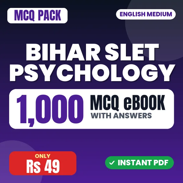 Bihar SLET Psychology Exam – 1000 MCQ eBook with Answers | English Medium PDF Download