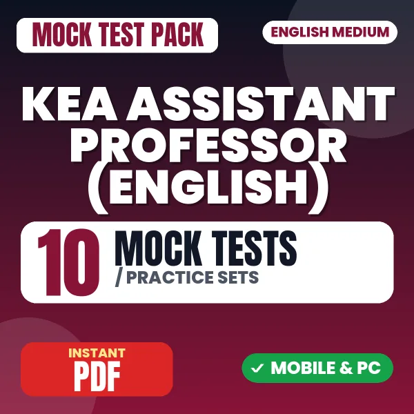 KEA Assistant Professor (English) Exam Paper III – 10 Mock Tests / Practice Sets | English Medium PDF Download