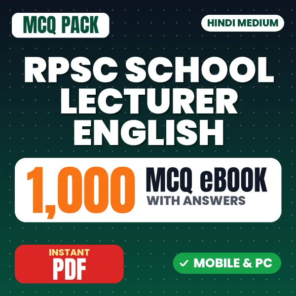 RPSC School Lecturer (English) Exam Paper 2 – 1000 MCQ eBook with Answers | Hindi Medium PDF Download