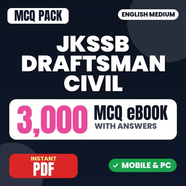 JKSSB Draftsman (Civil) Exam – 3000 MCQ eBook with Answers | English Medium PDF Download