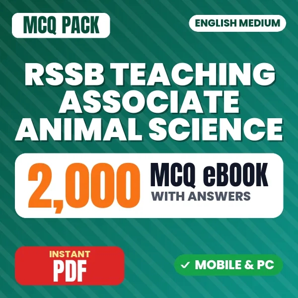 RSSB Teaching Associate (Animal Science) Exam Paper 1 – 2000 MCQ eBook with Answers | English Medium PDF Download