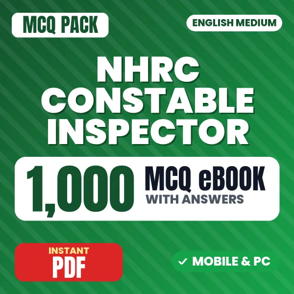 NHRC Constable Inspector Exam – 1000 MCQ eBook with Answers | English Medium PDF Download