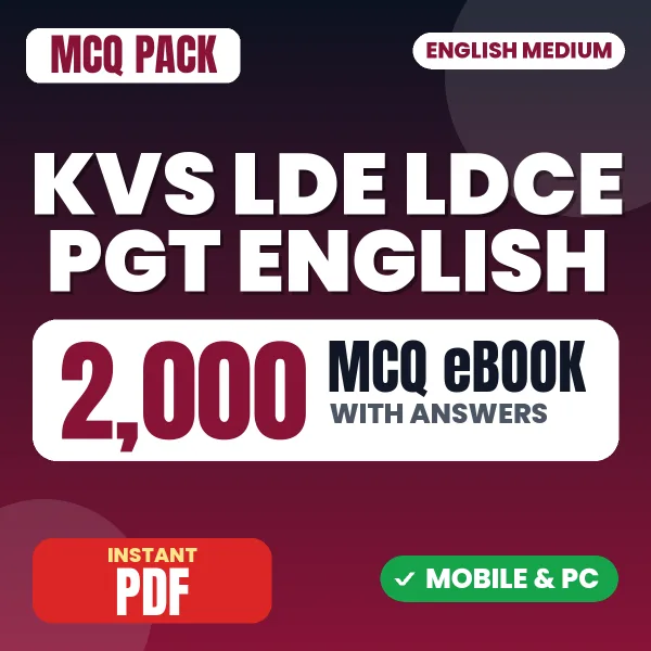 KVS LDE/LDCE PGT (English) Exam Tier 1 – 2000 MCQ eBook with Answers | English Medium PDF Download