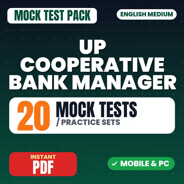 UP Cooperative Bank Manager Preliminary Exam – 20 Mock Tests / Practice Sets | English Medium PDF Download