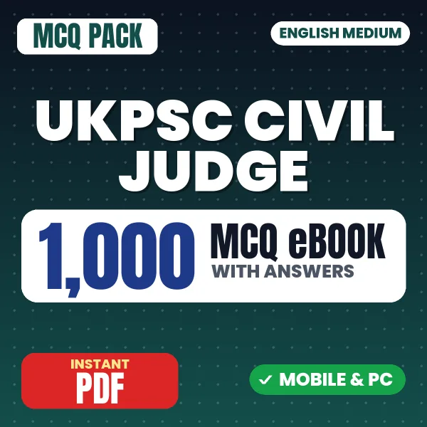 UKPSC Civil Judge Prelims Exam – 1000 MCQ eBook with Answers | English Medium PDF Download