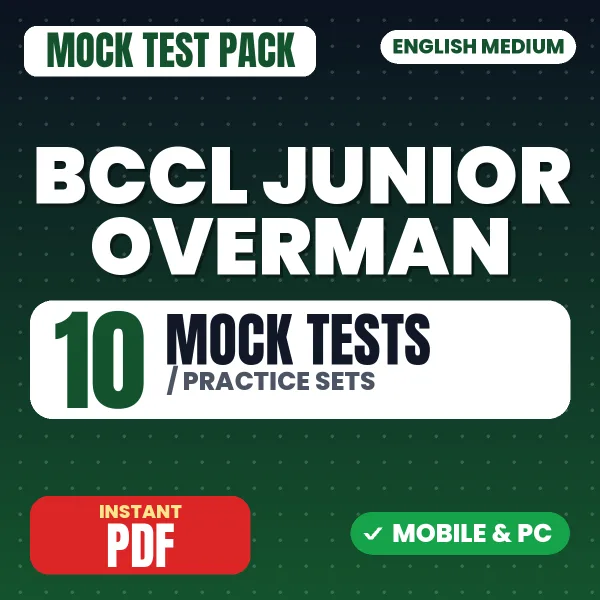 BCCL Junior Overman Exam – 10 Mock Tests / Practice Sets | English Medium PDF Download
