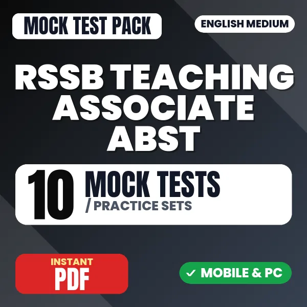 RSSB Teaching Associate (A.B.S.T.) Exam Paper 1 – 10 Mock Tests / Practice Sets | English Medium PDF Download