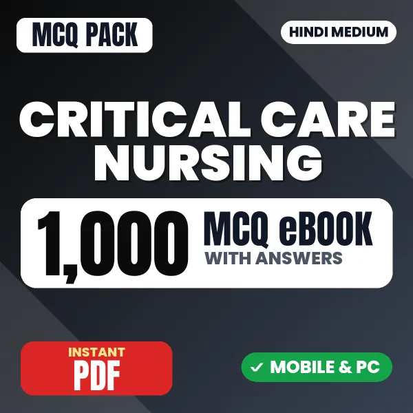 Critical Care Nursing – 1000 MCQ eBook with Answers | Hindi Medium PDF Download