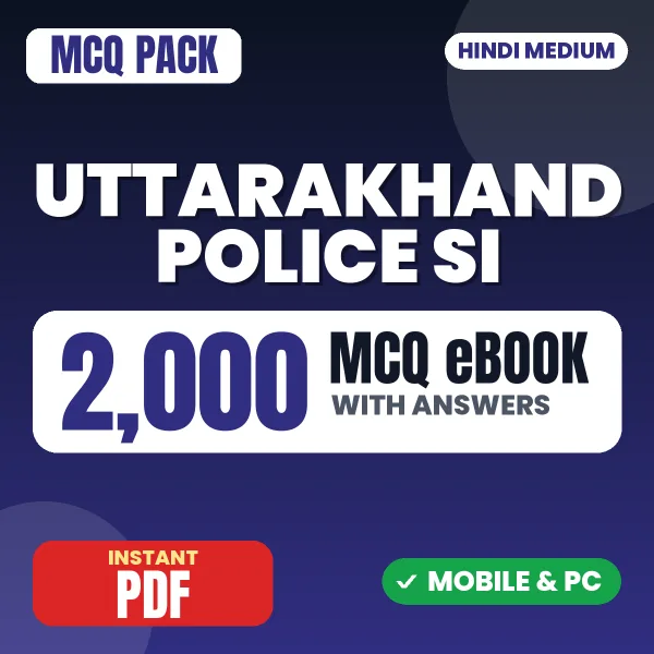 Uttarakhand Police SI Exam Paper 1 – 2000 MCQ eBook with Answers | Hindi Medium PDF Download