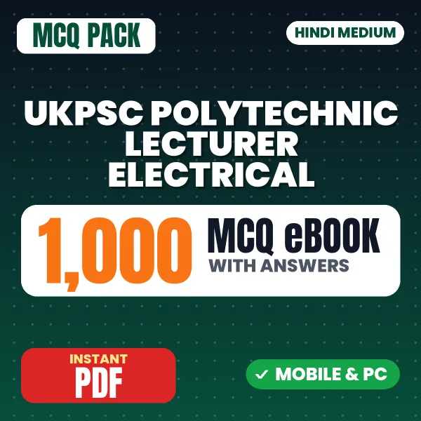 UKPSC Polytechnic Lecturer Electrical Exam (Paper 3) – 1000 MCQ eBook with Answers | Hindi Medium PDF Download