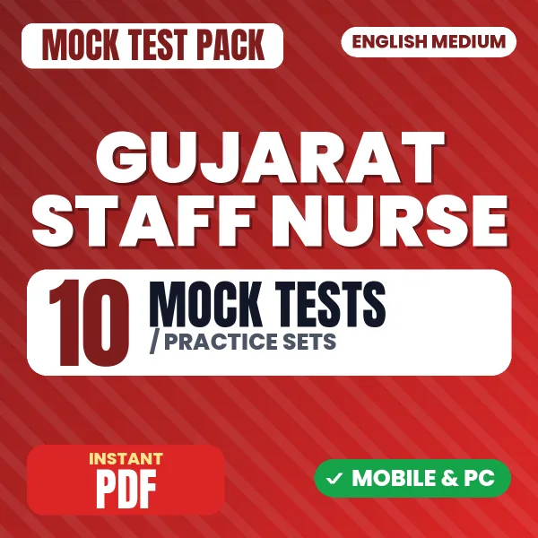 COH Gujarat Staff Nurse (Paper-I) Exam – 10 Mock Tests / Practice Sets | English Medium PDF Download