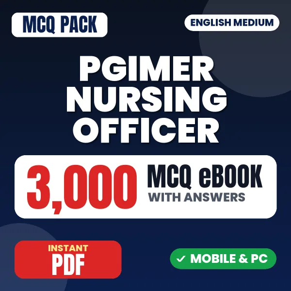 PGIMER Nursing Officer Exam – 3000 MCQ eBook with Answers | English Medium PDF Download