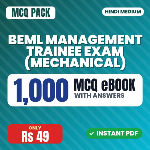 BEML Management Trainee Exam (Mechanical) – 1000 MCQ eBook with Answers | Hindi Medium PDF Download