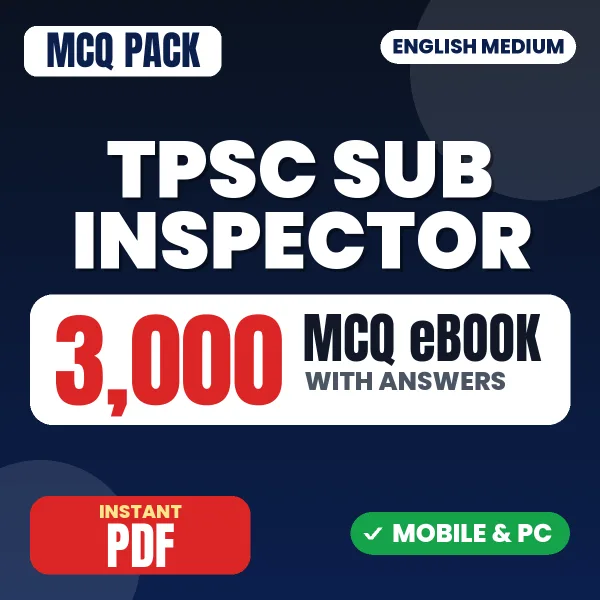 TPSC Sub Inspector of Excise Exam – 3000 MCQ eBook with Answers | English Medium PDF Download