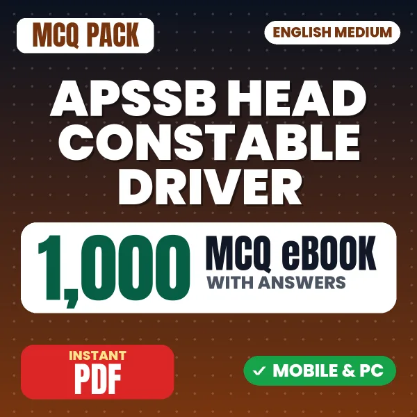 APSSB Head Constable Driver Exam – 1000 MCQ eBook with Answers | English Medium PDF Download