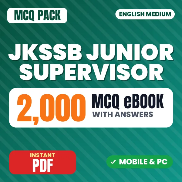 JKSSB Junior Supervisor Exam – 2000 MCQ eBook with Answers | English Medium PDF Download