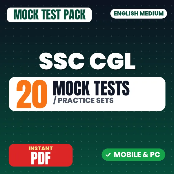 SSC CGL TIER 1 Exam – 20 Mock Tests / Practice Sets | English Medium PDF Download