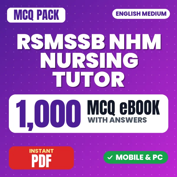 RSMSSB NHM Nursing Tutor Exam – 1000 MCQ eBook with Answers | English Medium PDF Download