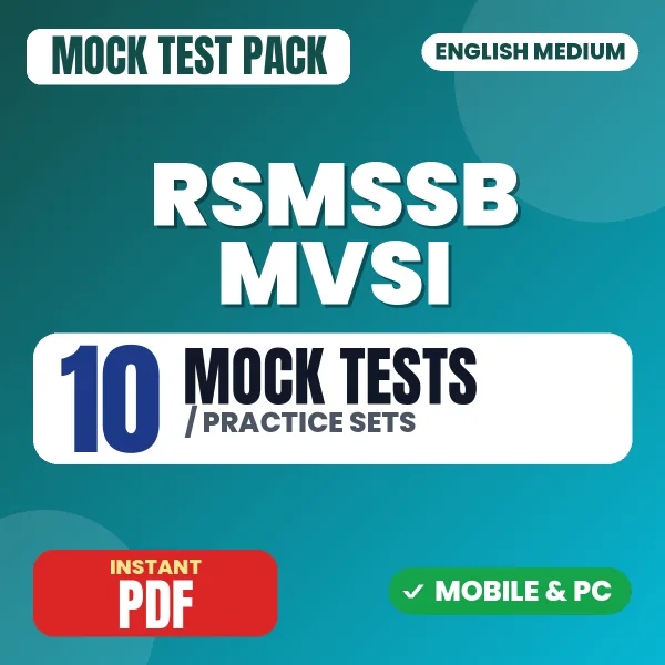 RSMSSB Motor Vehicle Sub Inspector Exam Paper I – 10 Mock Tests / Practice Sets | English Medium PDF Download