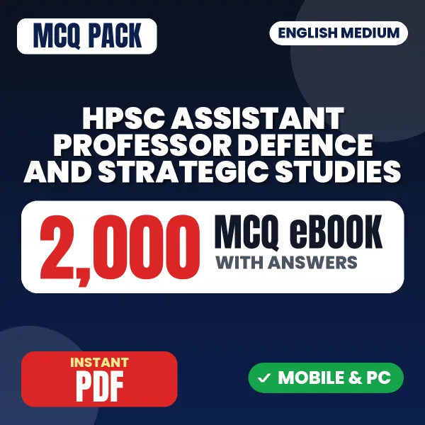 HPSC Assistant Professor (Defence and Strategic Studies) Exam – 2000 MCQ eBook with Answers | English Medium PDF Download