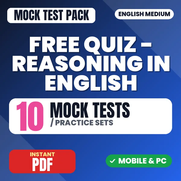 FREE Reasoning Quiz in English - Alphabet – 10 Mock Tests / Practice Sets | English Medium PDF Download