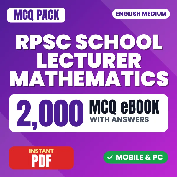RPSC School Lecturer (Mathematics) Exam Paper 2 – 2000 MCQ eBook with Answers | English Medium PDF Download