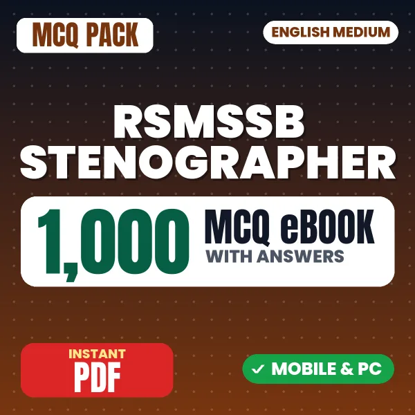 RSMSSB Stenographer Exam Phase I (Paper I) – 1000 MCQ eBook with Answers | English Medium PDF Download