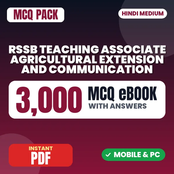 RSSB Teaching Associate (Agricultural Extension and Communication) Exam Paper 1 – 3000 MCQ eBook with Answers | Hindi Medium PDF Download