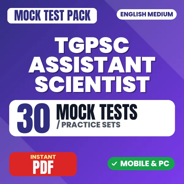 TGPSC Assistant Scientist Paper 1 Exam – 30 Mock Tests / Practice Sets | English Medium PDF Download