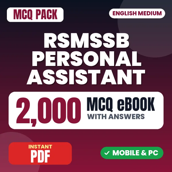 RSMSSB Personal Assistant Paper-I Exam – 2000 MCQ eBook with Answers | English Medium PDF Download