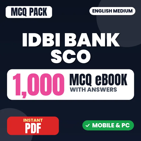 IDBI Bank SCO Exam – 1000 MCQ eBook with Answers | English Medium PDF Download