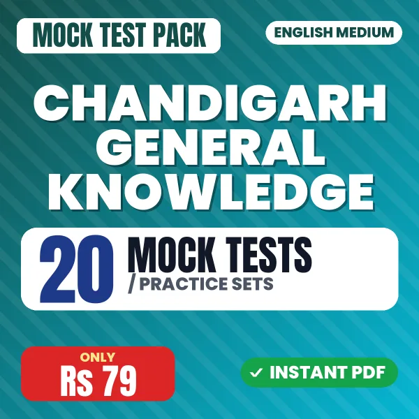Chandigarh General Knowledge – 20 Mock Tests / Practice Sets | English Medium PDF Download