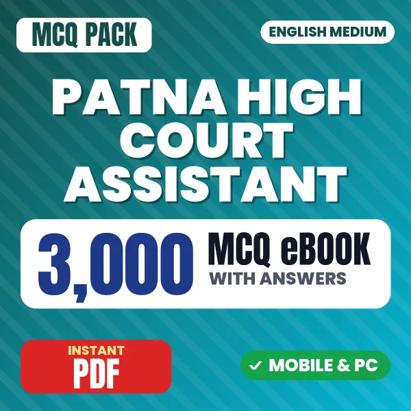 Patna High Court Assistant Preliminary / Screening Test Exam – 3000 MCQ eBook with Answers | English Medium PDF Download