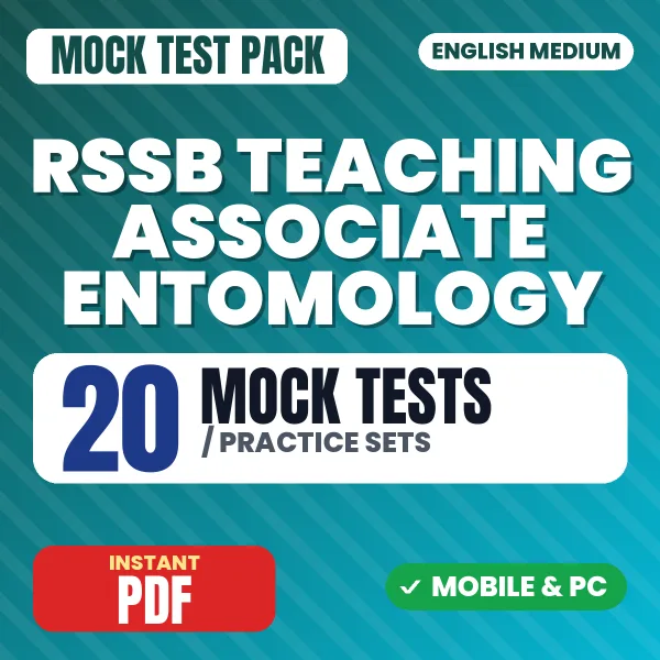RSSB Teaching Associate (Entomology) Exam Paper 1 – 20 Mock Tests / Practice Sets | English Medium PDF Download