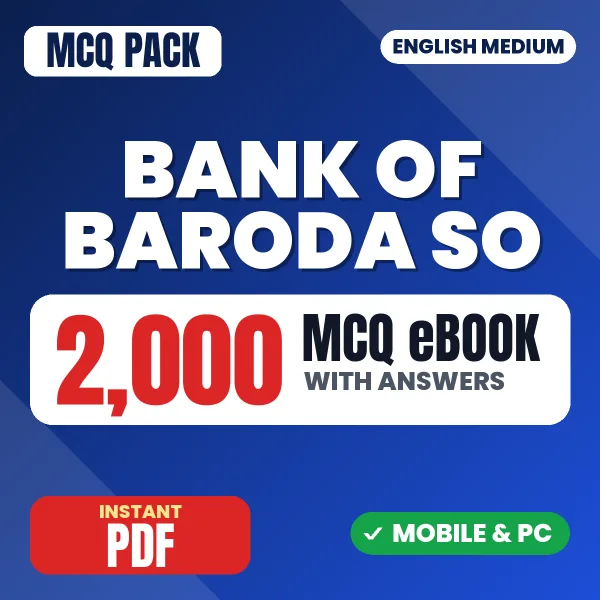 Bank of Baroda SO (Wealth Executive) Exam – 2000 MCQ eBook with Answers | English Medium PDF Download