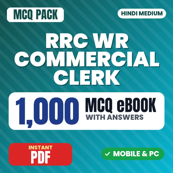 RRC WR Commercial Clerk Exam – 1000 MCQ eBook with Answers | Hindi Medium PDF Download