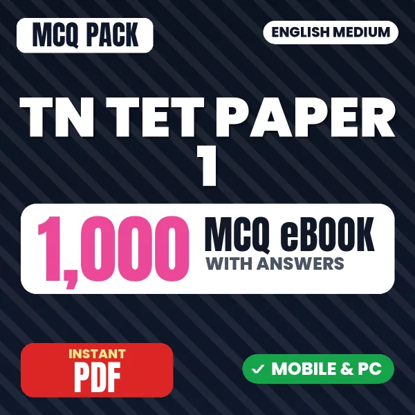TN TET Paper 1 Exam – 1000 MCQ eBook with Answers | English Medium PDF Download