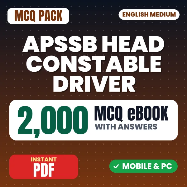 APSSB Head Constable Driver Exam – 2000 MCQ eBook with Answers | English Medium PDF Download