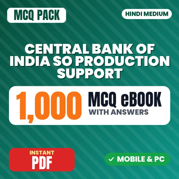 Central Bank of India SO (Production Support) Exam – 1000 MCQ eBook with Answers | Hindi Medium PDF Download