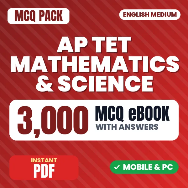 AP TET Mathematics & Science Exam – 3000 MCQ eBook with Answers | English Medium PDF Download