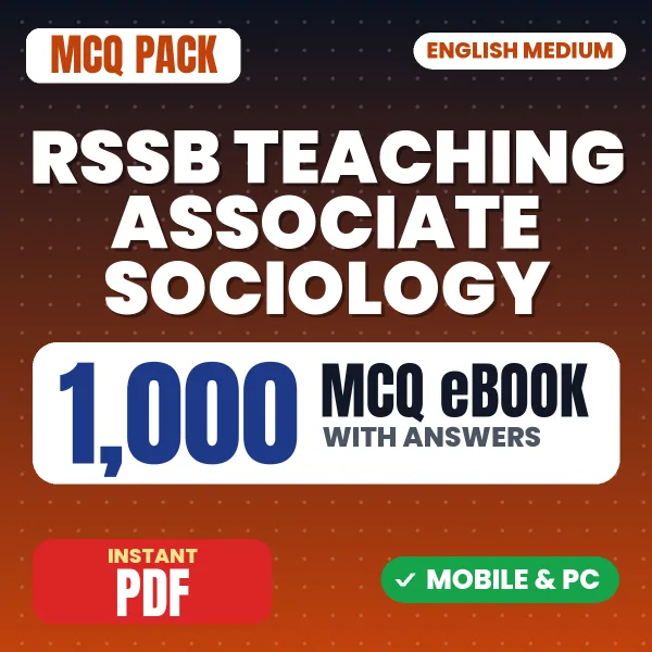 RSSB Teaching Associate (Sociology) Exam Paper 1 – 1000 MCQ eBook with Answers | English Medium PDF Download