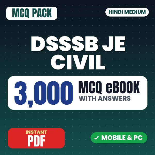 DSSSB Junior Engineer (Civil) Exam Tier 1 – 3000 MCQ eBook with Answers | Hindi Medium PDF Download