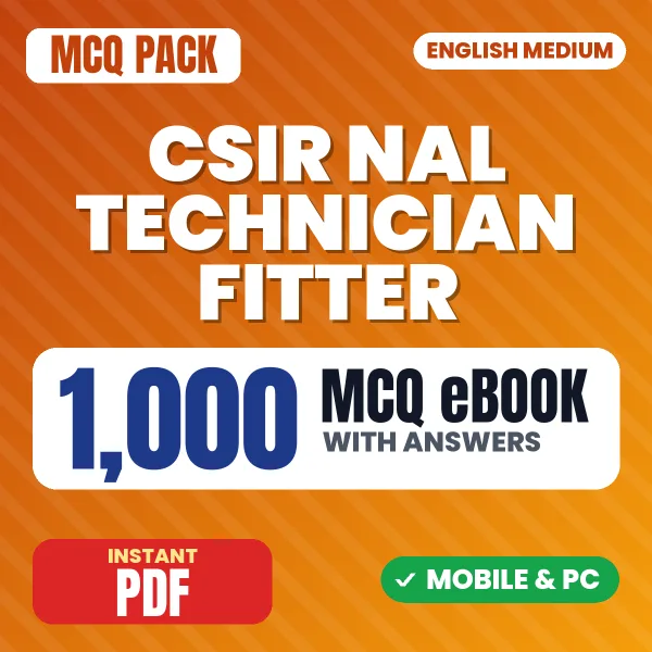 CSIR NAL Technician (Fitter) Paper-2 Exam – 1000 MCQ eBook with Answers | English Medium PDF Download