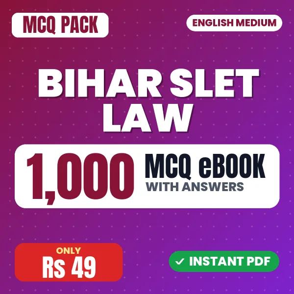 Bihar SLET Law Exam – 1000 MCQ eBook with Answers | English Medium PDF Download