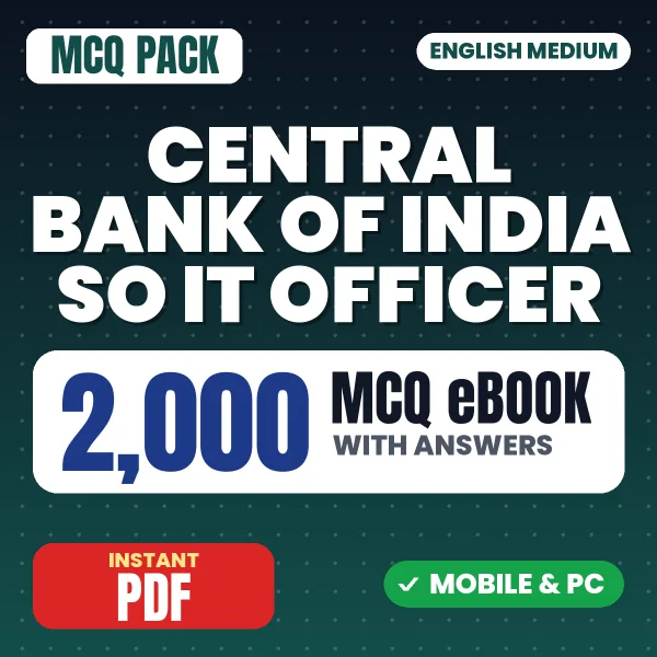 Central Bank of India SO (IT Officer) Exam – 2000 MCQ eBook with Answers | English Medium PDF Download